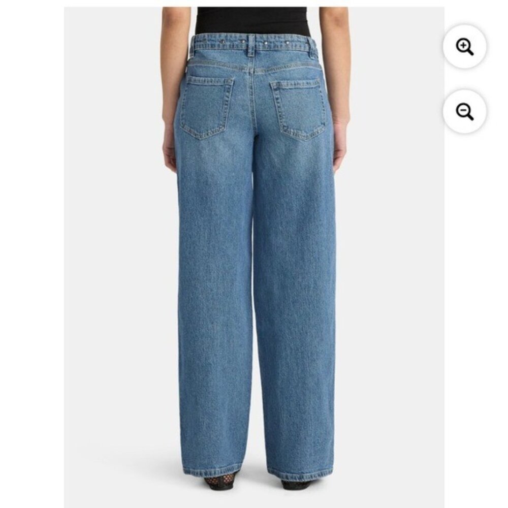 No Boundaries Y2K Mid Rise Baggy Wide Leg Jeans Studded Size 00 NWT - Picture 15 of 15